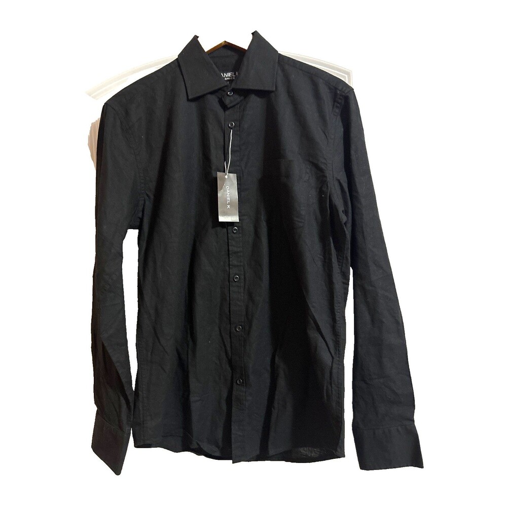 Daniel K Men’s NWT Linen Cotton Button Down Shirt Black size XXL Tailored Fit